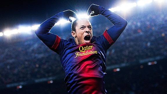 Adriano scored Barcelon's third of the night as they thrashed Athletic Bilbao at the Camp Nou