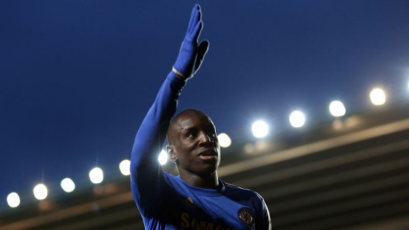 Demba Ba celebrates after putting Chelsea into a 4-1 lead