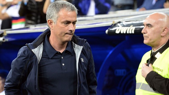 Jose Mourinho deep in thought during Real Madrid's game against Malaga