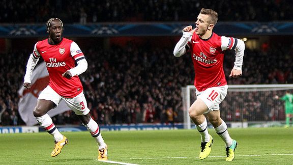 Jack Wilshere gave Arsenal the lead against Marseille after just 29 seconds.