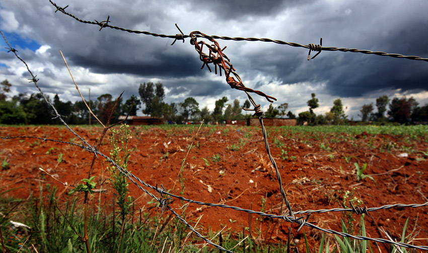 Barbed wire fence