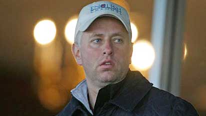 Todd Pletcher sports an English Channel hat at Belmont Park in 2005.