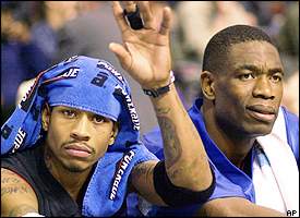 Allen Iverson and Dikembe Mutombo give the Sixers a potent 1-2 punch.
