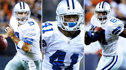 Tony Romo, Terence Newman and Terrell Owens