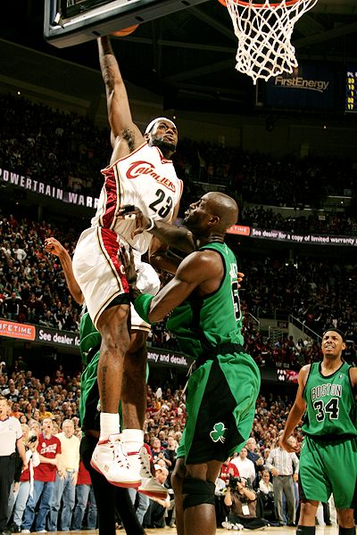 pics of lebron james dunking on kobe. LeBron James dunks over Kevin