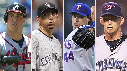 Mark Teixeira, Brian Fuentes, Vincente Padilla, and A.J. Burnett