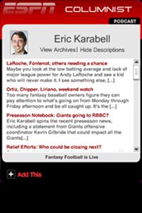 Click here to add the Eric Karabell widget.