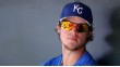  #70 of the Kansas City Royals at bat against the Texas Rangers at Surprise Stadi