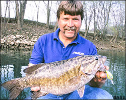 Lebanon, Tenn., guide Jim Duckworth caught this monster 8-pound, 3-ounce smallmouth from the murky Cumberland River.